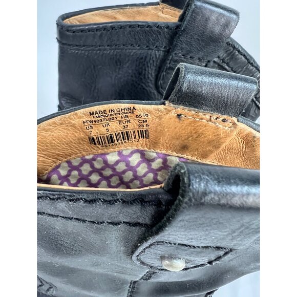 Fossil Women Black Leather Cowboy Western Festival Boots sz 7 - Picture 3 of 8